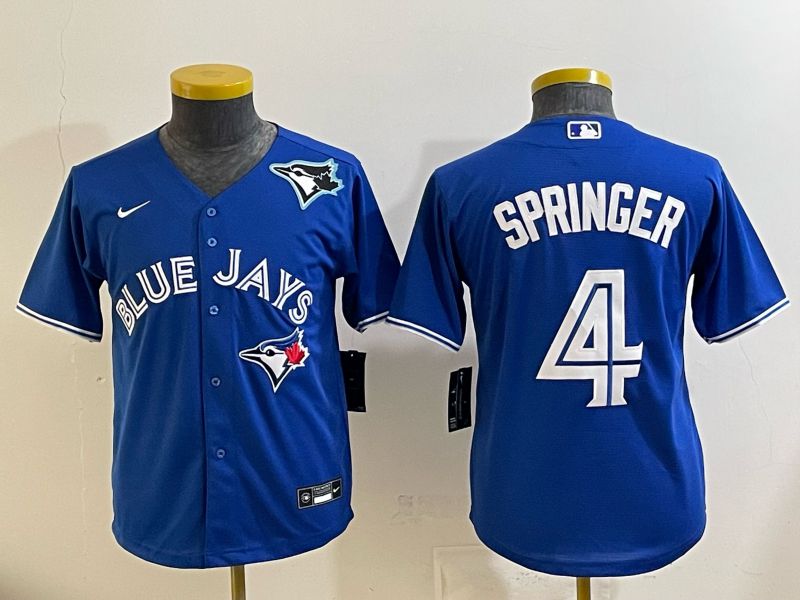Youth 2025 Toronto Blue Jays #4 Springer blue Game Nike MLB Jersey style 04
